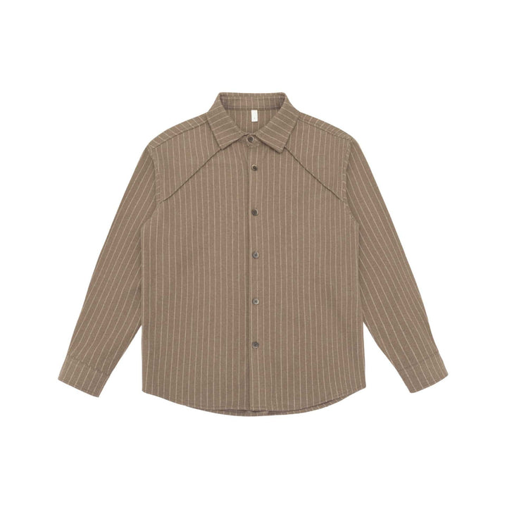 Women Oversize Shirt Jacket with Distinctive Shoulder Yoke and Pinstripes Mune Fashion