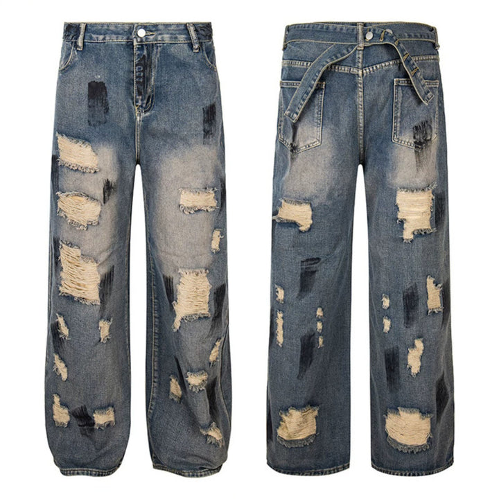 Women's Loose Destroyed Jeans with High Waist, Used Wash and Balloon Hem Mune Fashion