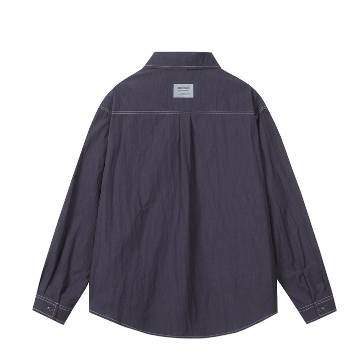 Unisex Oversize Shirt Jacket with prominent contrast stitching and patch chest pockets Mune Fashion