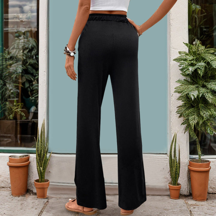 Women Wide High-Waist Lounge Pants with Drawstring and Side Pockets Mune Fashion