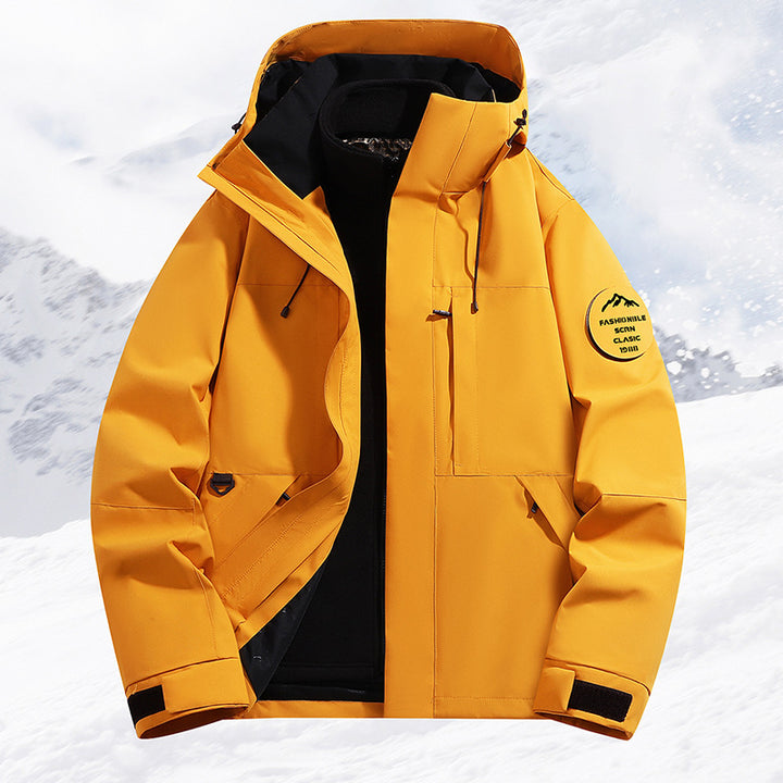 Men's layered snow sports jacket with breathable membrane and adjustable hood Mune Fashion