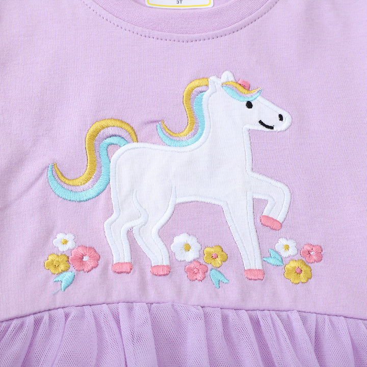 Girls tulle dress with fine unicorn embroidery Mune Fashion
