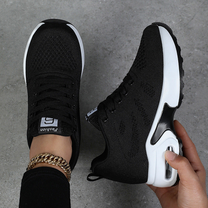 Women's nan aerobic and everyday sneakers with shock-absorbing air cushion zone, elastic knit upper and ergonomic footbed Mune Fashion