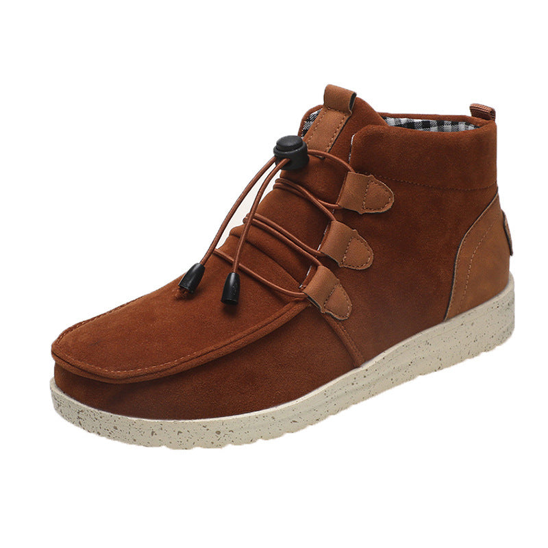 Men's casual suede ankle boots with moccasin toe, elastic drawstring, and cushioning lightweight sole Mune Fashion