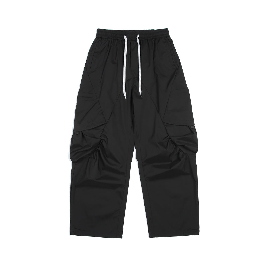 Men's Functional Cargo Pants in Tech Nylon with Elastic Waistband and Drawstring Mune Fashion
