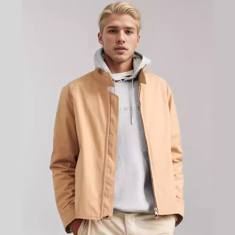 Men's short jacket in blouson style with cord collar and metal zip Mune Fashion