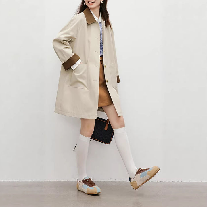 Ladies Fashionable Transitional Jacket with Contrast Collar Mune Fashion