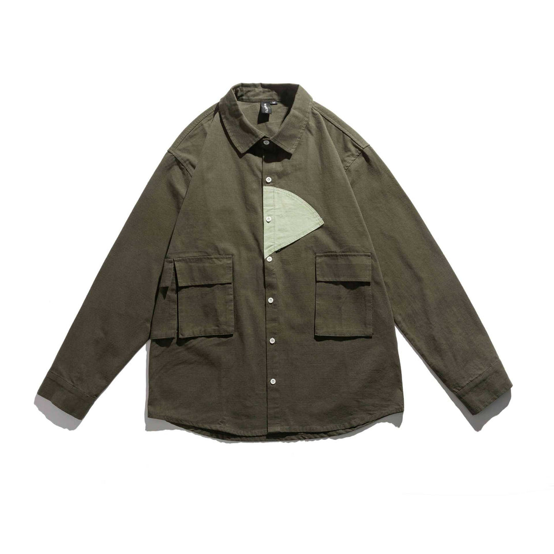 Men's utility overshirt with patch pockets and asymmetric contrast detail Mune Fashion
