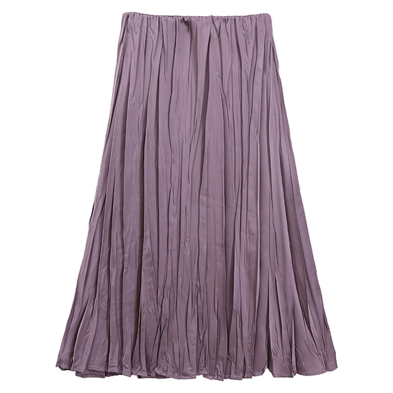Women's maxi pleated skirt in a high-waisted A-line with seamless elastic waistband Mune Fashion