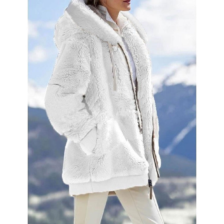 Women's cozy hooded teddy jacket with padded lining and ribbed cuffs Mune Fashion