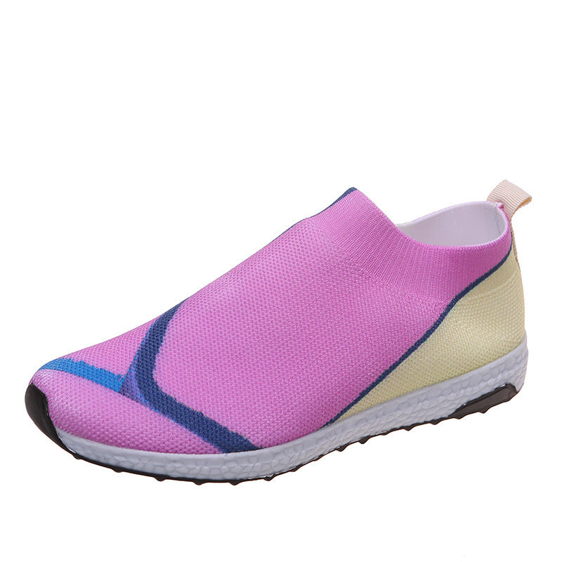 Women's Lightweight Knit Slip-On Sneakers without Laces with Breathable Mesh and Cushioned Platform Sole Mune Fashion