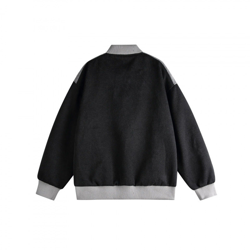 Unisex Short Cut Boxy Bomber Jacket in Sportline Style with Full Zip, Contrasting Stripe Sleeves and Ribbed Cuffs Mune Fashion