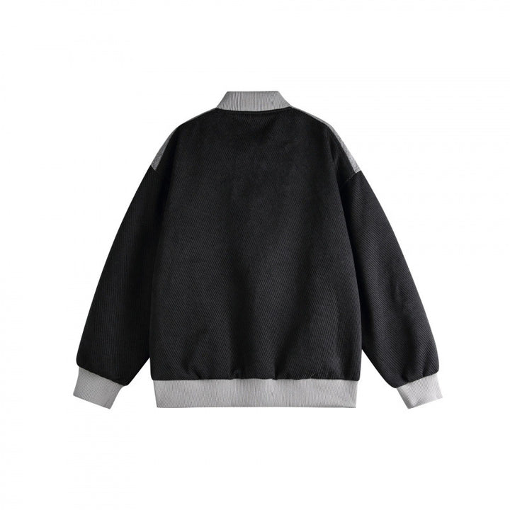 Unisex Short Cut Boxy Bomber Jacket in Sportline Style with Full Zip, Contrasting Stripe Sleeves and Ribbed Cuffs Mune Fashion