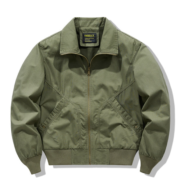 Men's  zip-front collared micro-ripstop bomber with angled seam hand pockets and elasticated cuff hem Mune Fashion