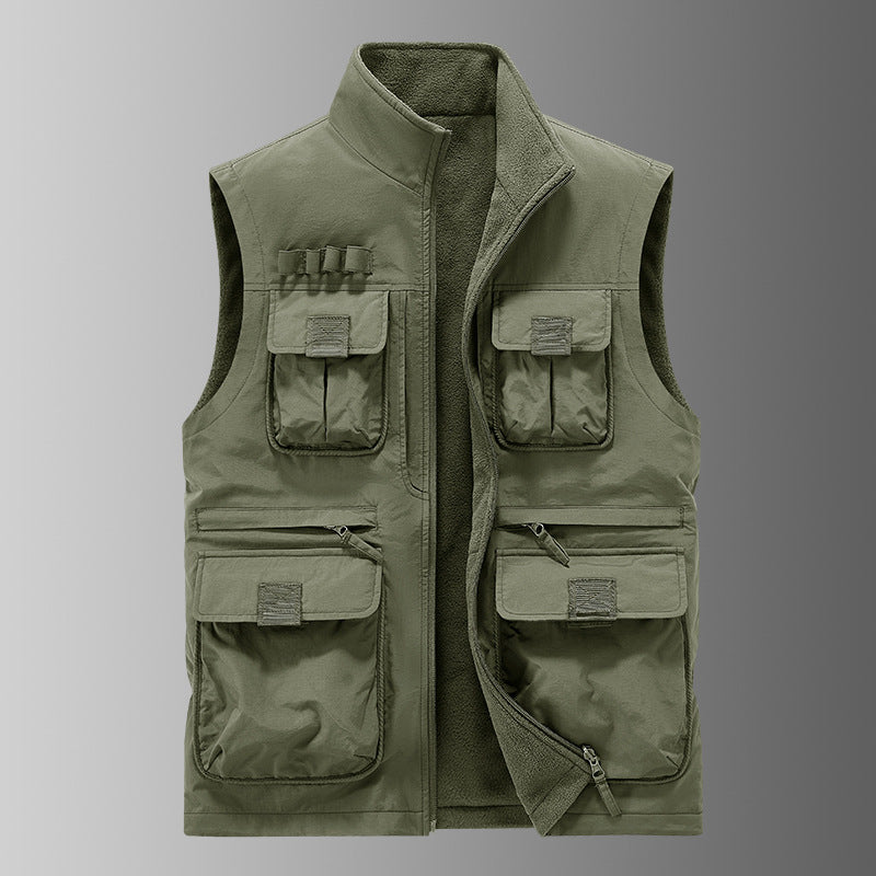 Men's Multi-functional Utility Vest with Fleece Lining & Multiple Pockets Mune Fashion