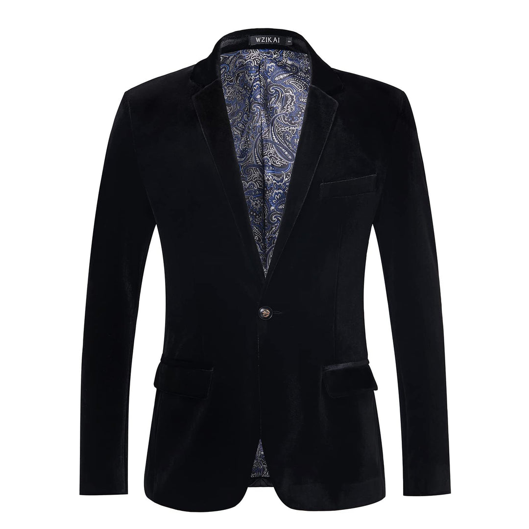 Men's tailored velvet tuxedo jacket with satin lapels and single-button closure Mune Fashion