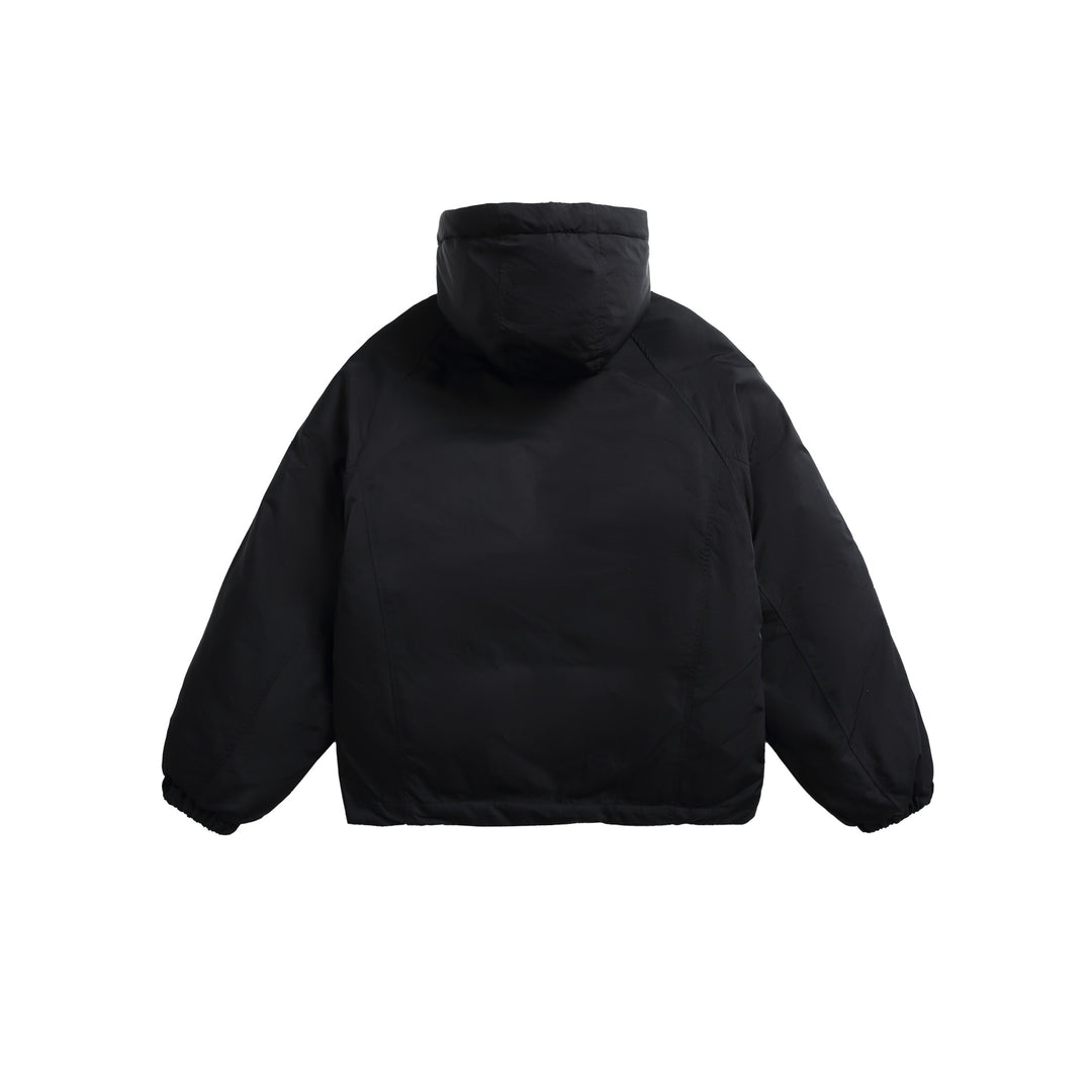Unisex Short padded hooded jacket in boxy cut with elastic hem Mune Fashion