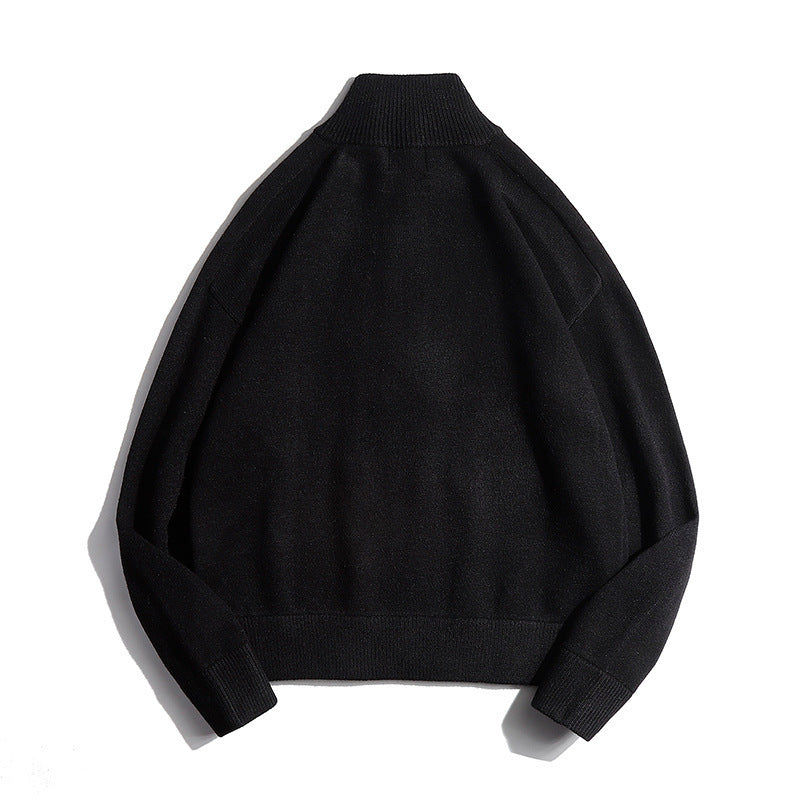 Men's fine knit sweater with half zip and stand-up collar Mune Fashion