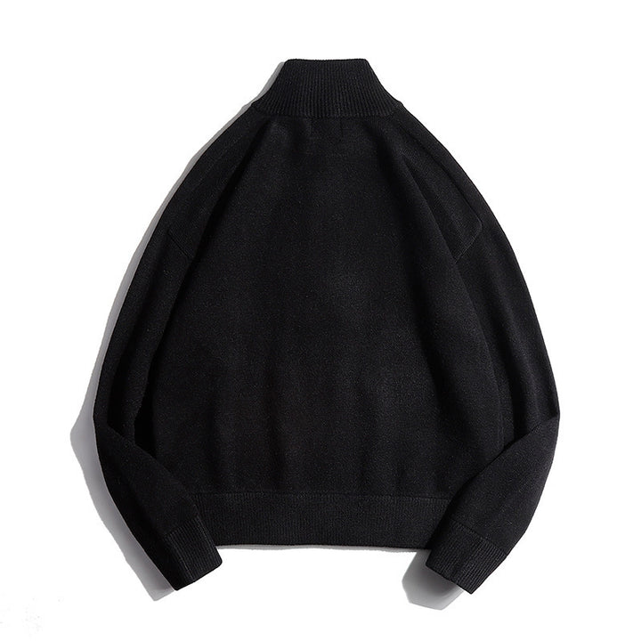 Men's fine knit sweater with half zip and stand-up collar Mune Fashion