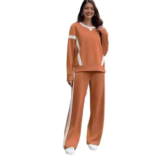 Women nan sports Lounge set with oversized sweatshirt, palazzo pants and side contrast stripes Mune Fashion