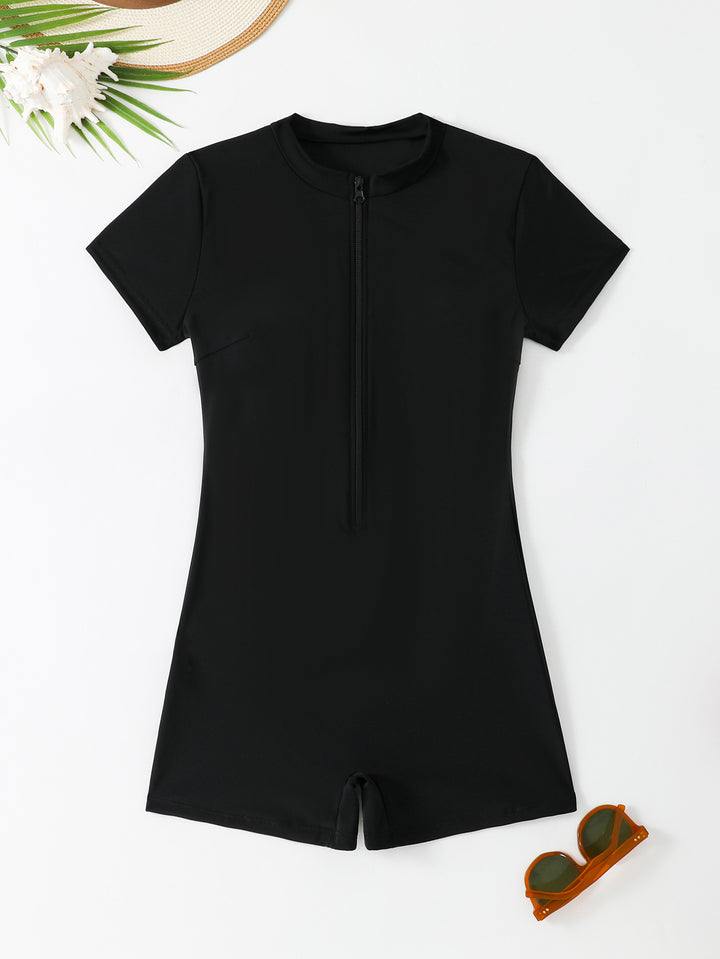 Women's swimsuit with short sleeve and practical zipper Mune Fashion