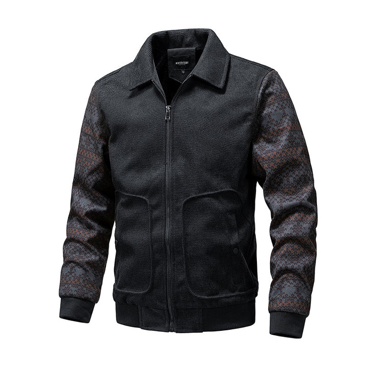 Men's knit bomber jacket with zipper, ribbed hem & Norwegian sleeves Mune Fashion