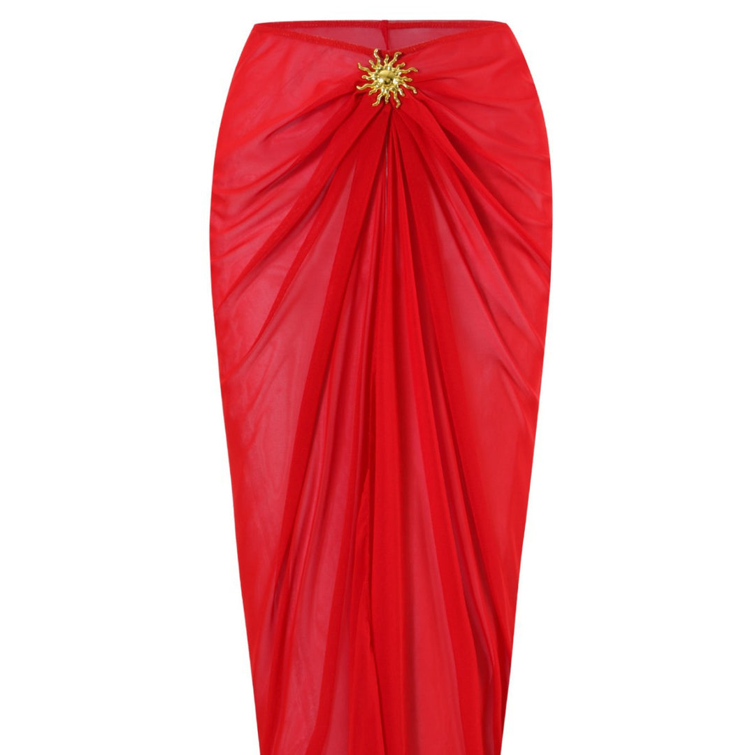 Women's One-Piece Swimsuit with Transparent Wrap Skirt Mune Fashion