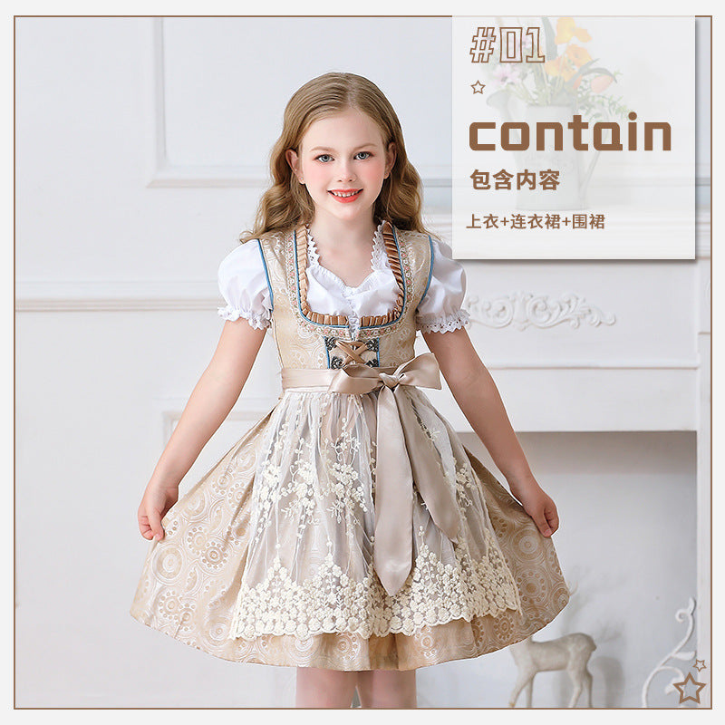 Ladies' elegant girls' traditional dress with ruffled corset and lace embroidery Mune Fashion