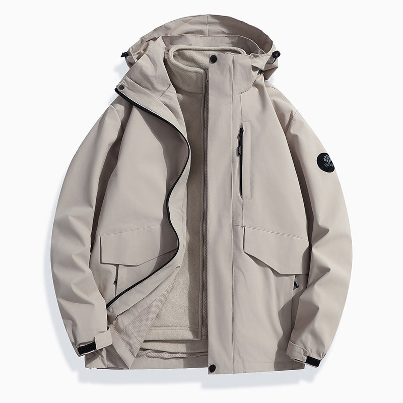 Men's Lightweight Softshell Rain Jacket with Detachable Fleece Lining, Sealed Seams and Multifunctional Pockets Mune Fashion