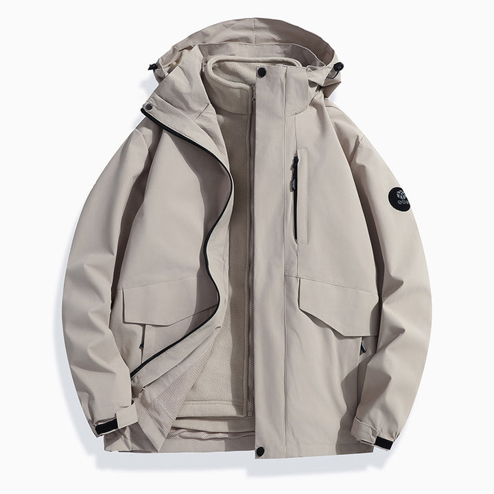 Men's Lightweight Softshell Rain Jacket with Detachable Fleece Lining, Sealed Seams and Multifunctional Pockets Mune Fashion