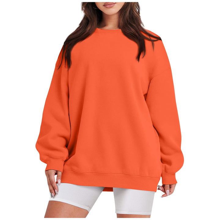 Women's Longline College Sweatshirt with Ribbed Hem, Raglan Sleeves and Brushed Inner Side Mune Fashion