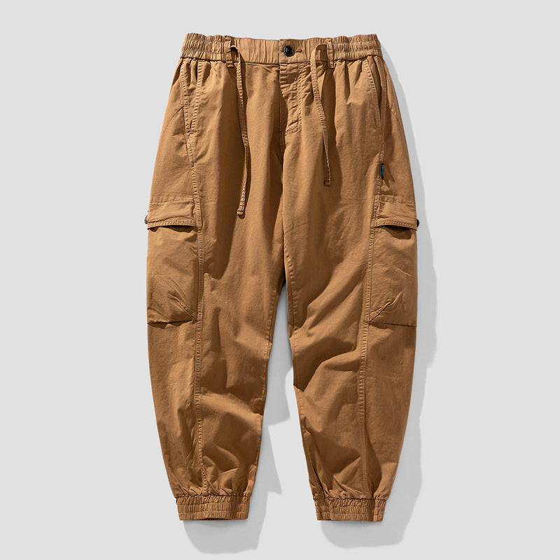 Herren Elastische Cargo-Jogginghose mit Tunnelzug, Knieabnähern und Multifachtaschen Mune Fashion
