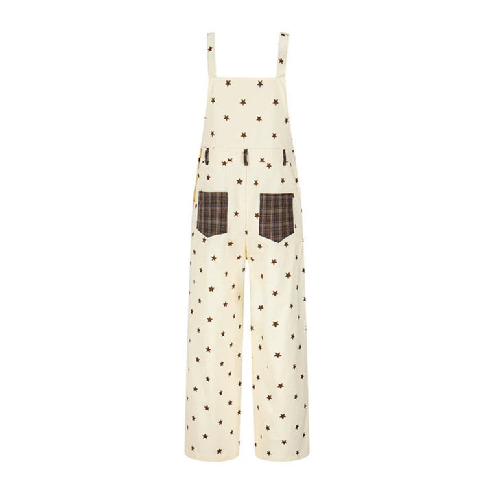 Women's overall in palazzo cut with star all-over and check patch Mune Fashion