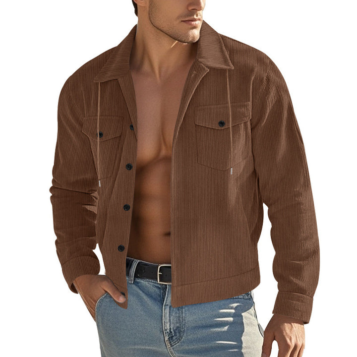 Men's corduroy overshirt jacket with kent collar, snap button closure and patch chest pockets Mune Fashion