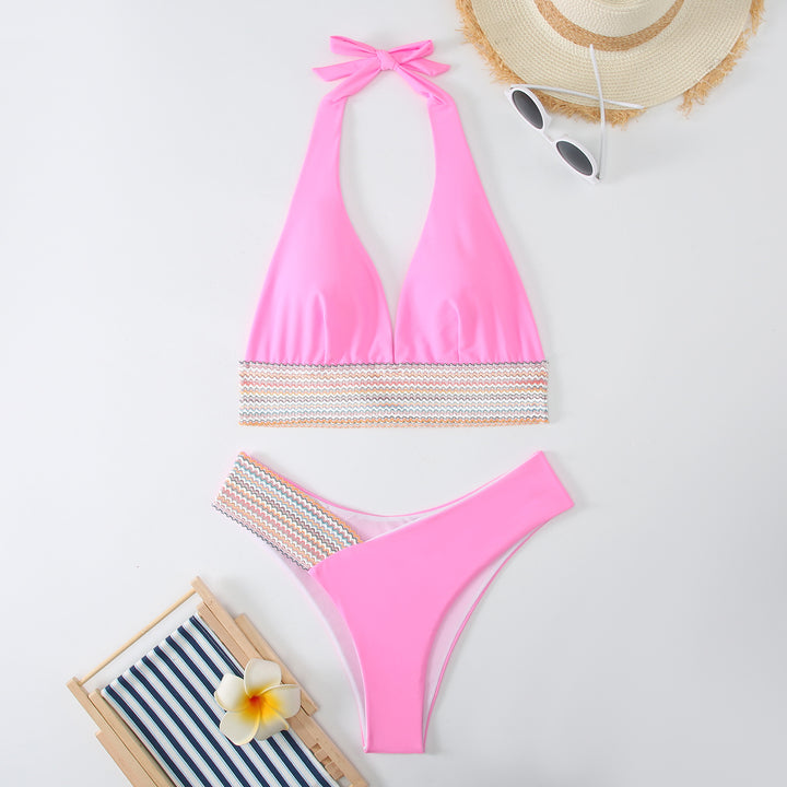 Women Triangle Bikini Set with stylish wrap band Mune Fashion