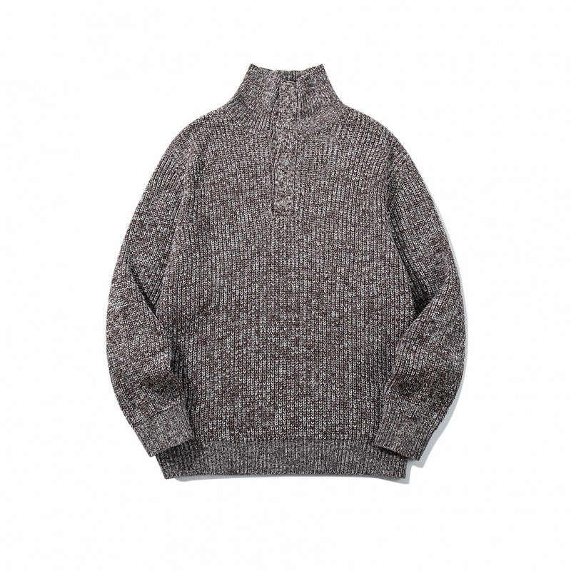 Unisex Thick Knitted Halfzip Sweater with Stand-Up Collar and Distinctive Ribbed Structure Mune Fashion