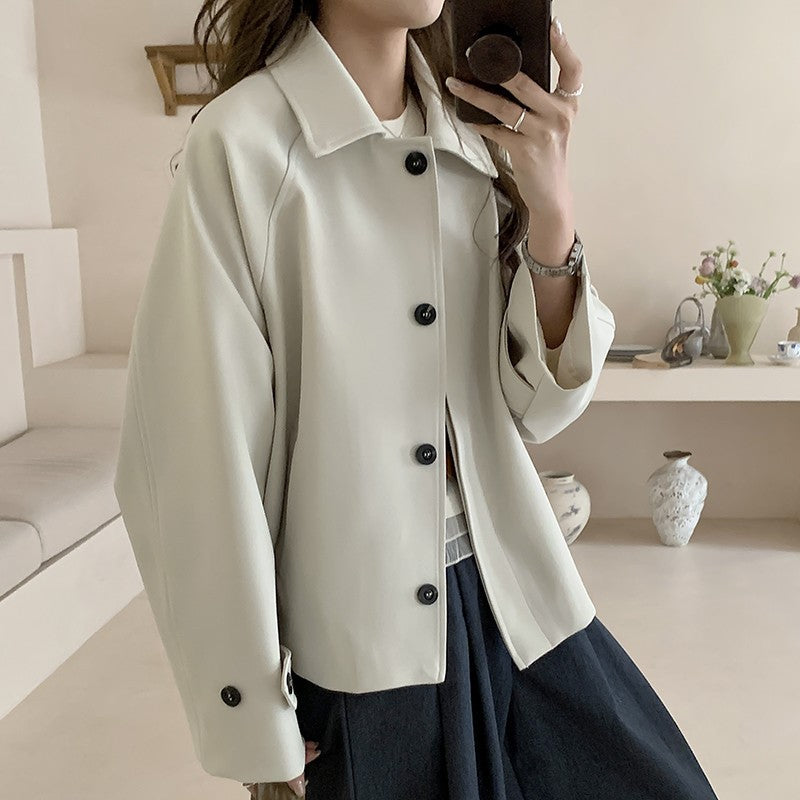 Women's Oversized Short Jacket with Dropped Shoulders and Large Button Placket Mune Fashion
