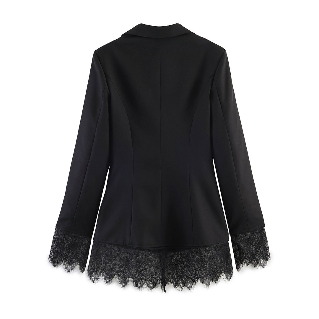 Women's tailored blazer with lace hem and flap pockets Mune Fashion