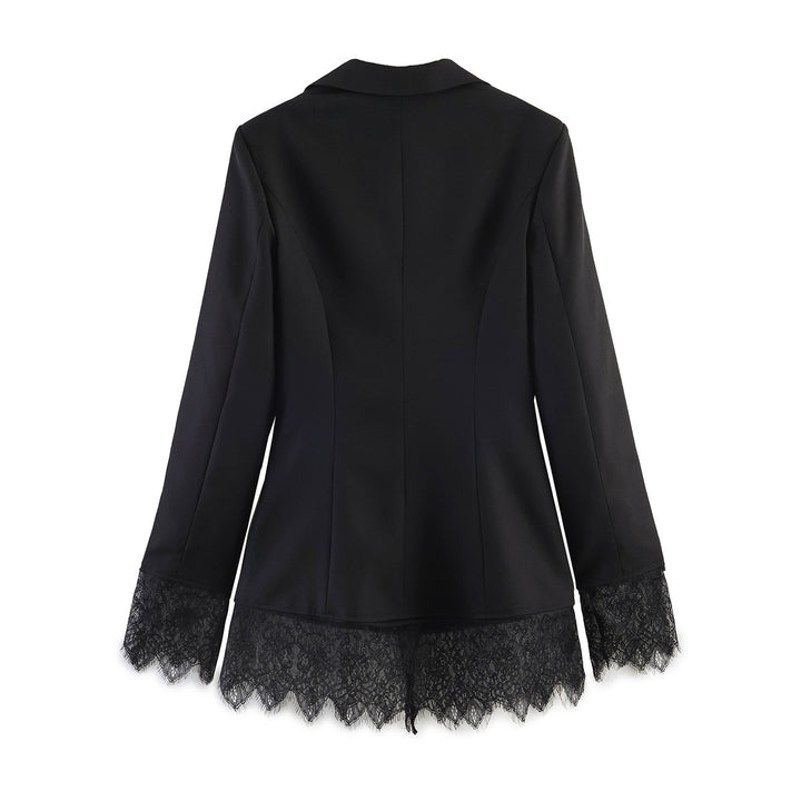 Women's tailored blazer with lace hem and flap pockets Mune Fashion