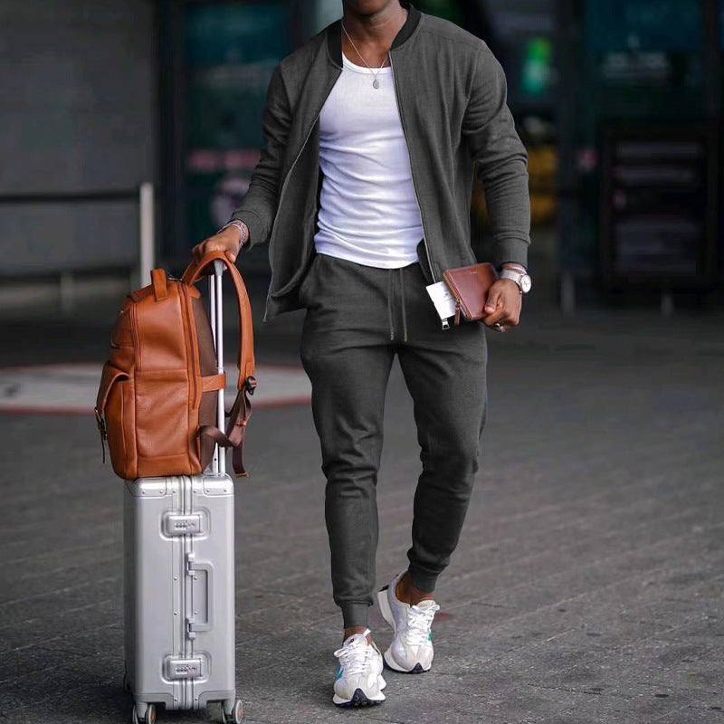 Men's nan sportives leisure set with bomber jacket and tapered jogging pants made of cotton blend Mune Fashion