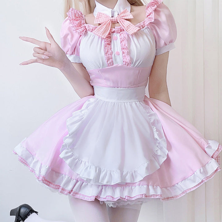 Women’s Maid Dress with Ruffle Details and Bow Mune Fashion