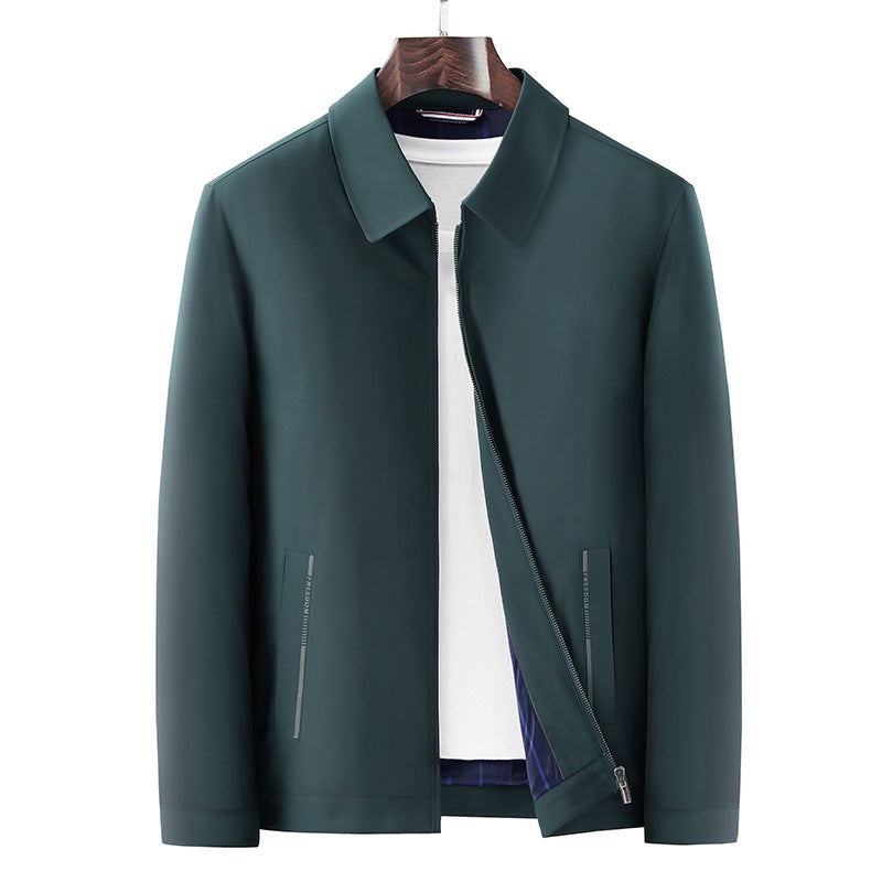 Men's Minimalistic Lightweight Transition Jacket with Shirt Collar, Concealed Zipper & Side Zipper Pockets Mune Fashion