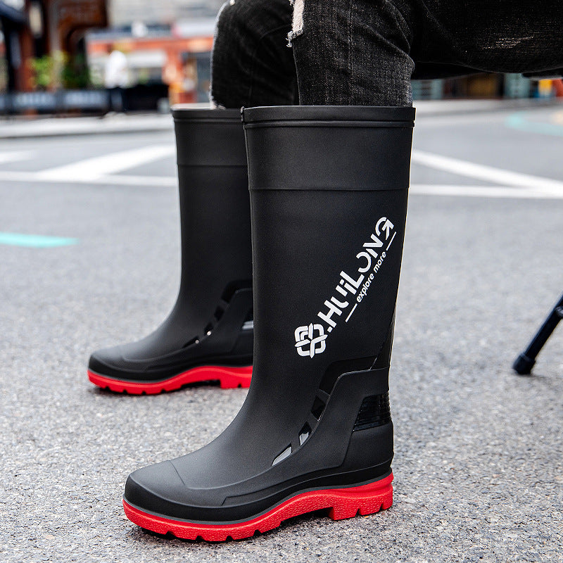 Men's Waterproof Rubber Boots with Adjustable Shaft Closure and Profiled Cushioning Sole System Mune Fashion