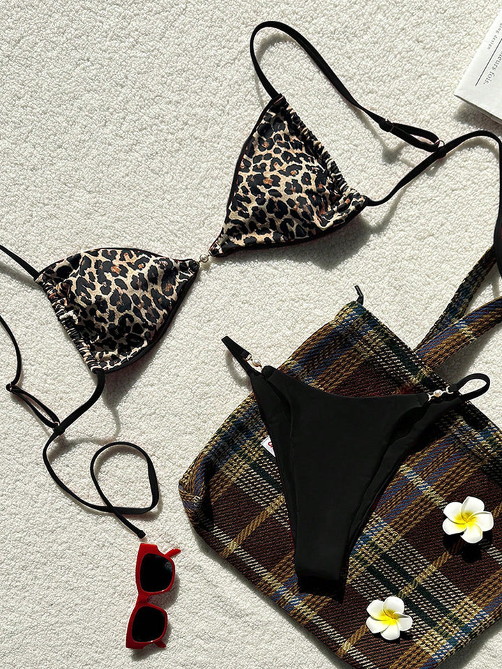 Women's Triangle Bikini with elegant leopard pattern Mune Fashion