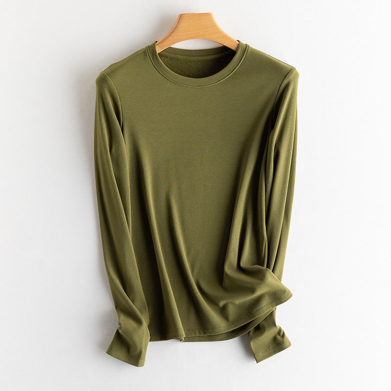 Women Fine Rib Long Sleeve Shirt with Turtleneck and Ruffle Edges Mune Fashion