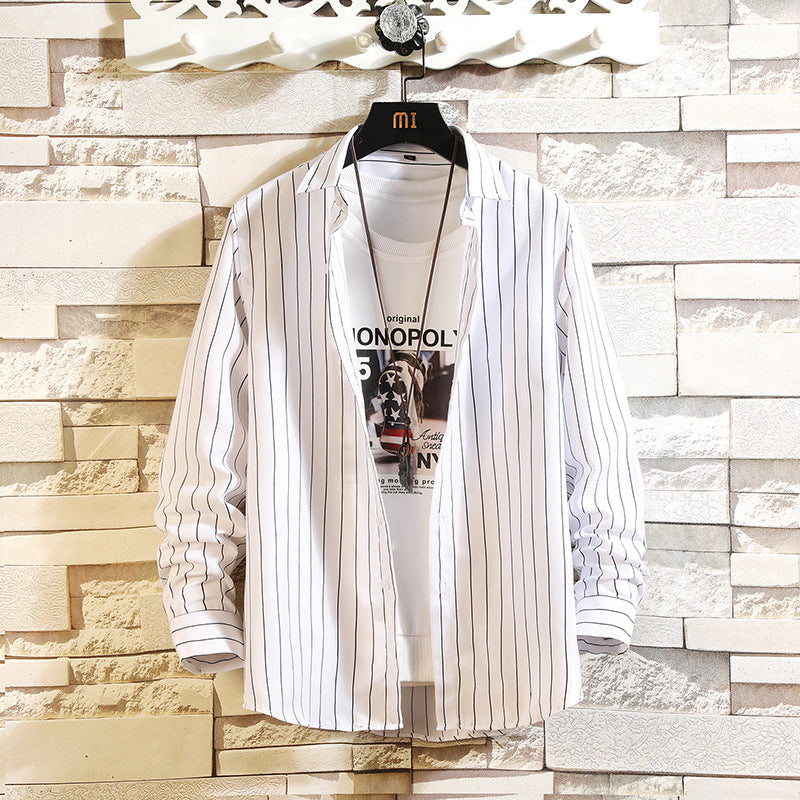 Men's nan legeres striped shirt with regular fit and kent collar Mune Fashion