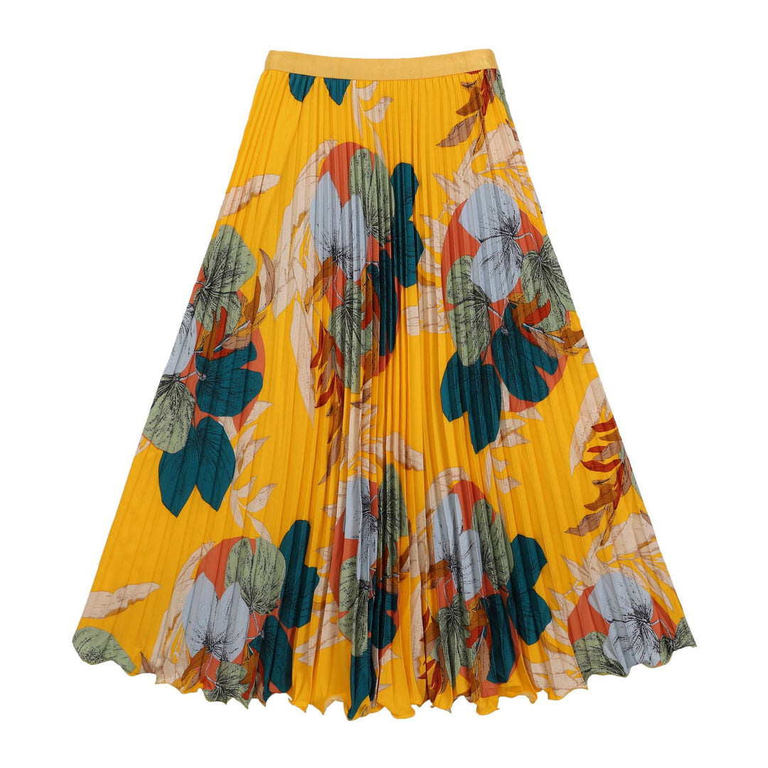 Women's pleated circle midi skirt in retro polka dot design with elastic comfort waistband Mune Fashion