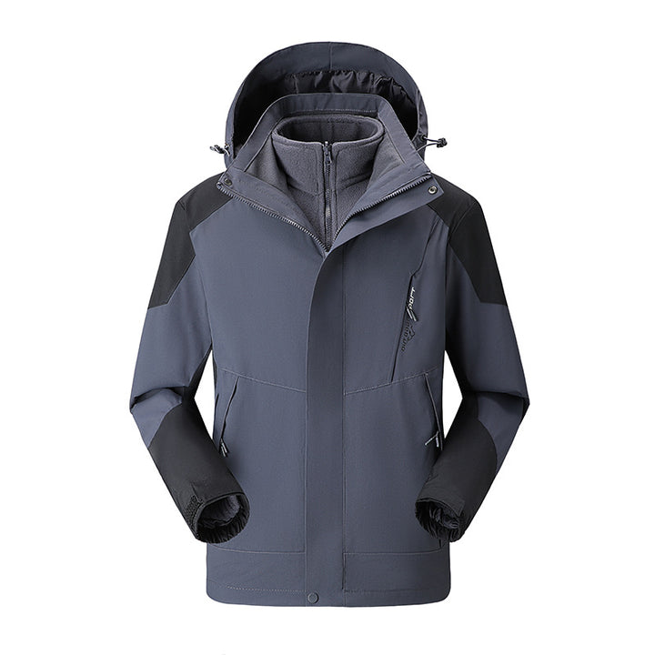 Women's two-layer outdoor jacket with detachable fleece inner jacket and adjustable hood Mune Fashion