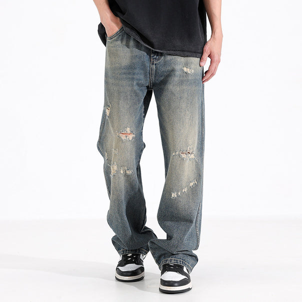Men's Relaxed Fit Jeans with Destroyed Details Mune Fashion