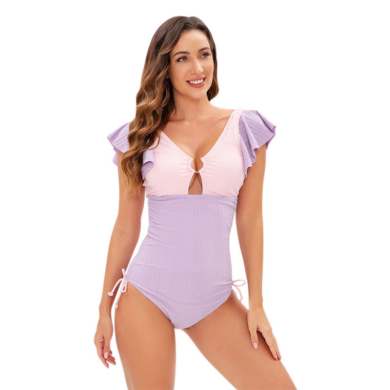Women's One-Piece Swimsuit with Ruffles and Unique Design Mune Fashion
